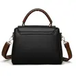Women's Black Textured Handbag - 3