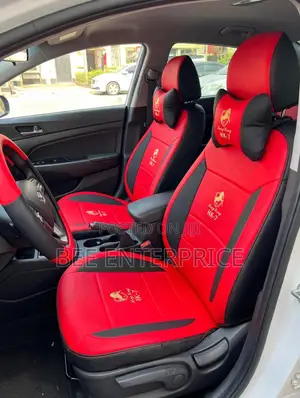 Luxury Red & Black Leather Car Seat Covers + Steering Wheel Cover