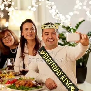 Birthday King Crown with Glittering Letter Sash