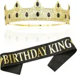 Birthday King Crown with Glittering Letter Sash - 2