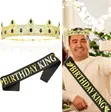 Birthday King Crown with Glittering Letter Sash - 3