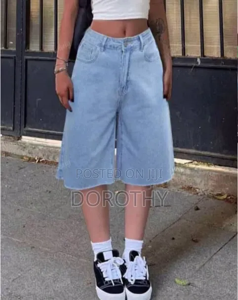 Denim Baggy Jeans - High Waist Cargo - 1