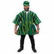 Green and Black Batakari-Smock with Matching Hat - 1