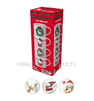 Hello Kitty 4-Pack Stackable Ceramic Holiday Mugs Set - 443ml