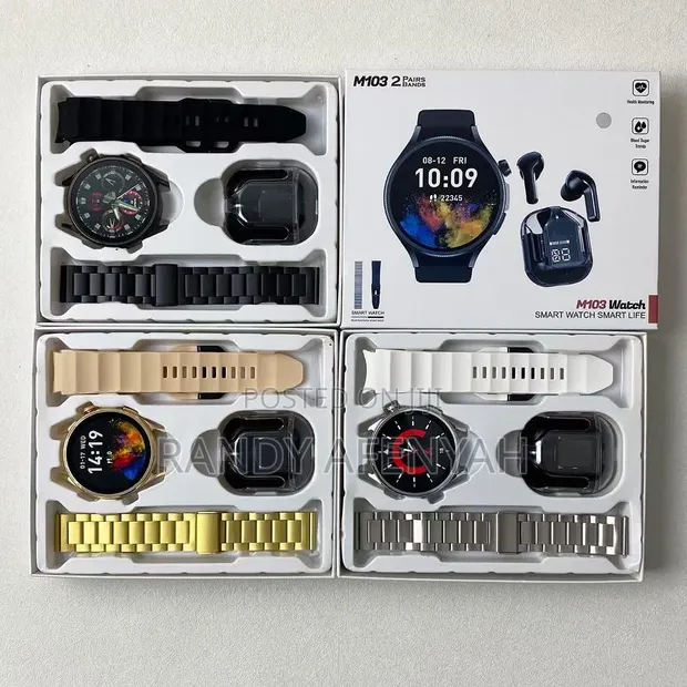 Round Watch Series Ultra with AirPods and 2 Straps - 1