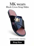 Men's Cross Strap Leather Slides - 1