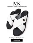 Men's Cross Strap Leather Slides - 2