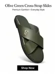 Men's Cross Strap Leather Slides - 3