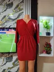 Elegant Red Wrap Mini Dress - 1