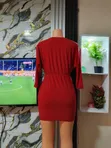 Elegant Red Wrap Mini Dress - 3