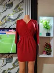 Elegant Red Wrap Mini Dress - 4