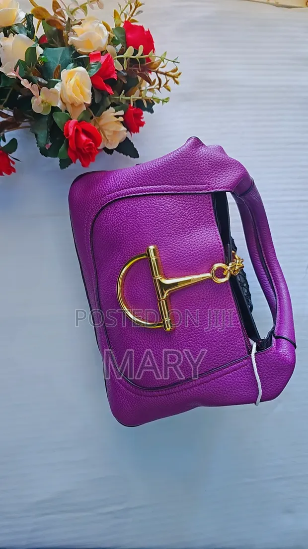 Vibrant Purple Textured Leather Shoulder Bag - 1