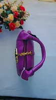 Vibrant Purple Textured Leather Shoulder Bag - 2