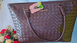 Dark Brown Woven Leather Handbag