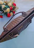 Dark Brown Woven Leather Handbag - 2