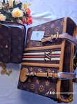Brown Patterned Handbag Set with Mini Shoulder Bag - 1