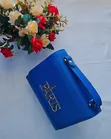 Vibrant Blue Shoulder Bag with Gold 'PARIS' Lettering - 2