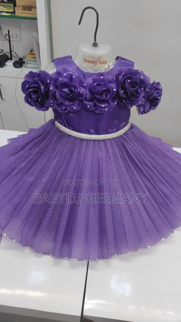 Premium Quality Purple Ballgown Dress with Headband - 1