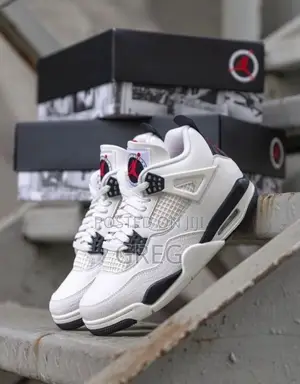 Air Jordan 4 "White, Black & Red" Sneakers