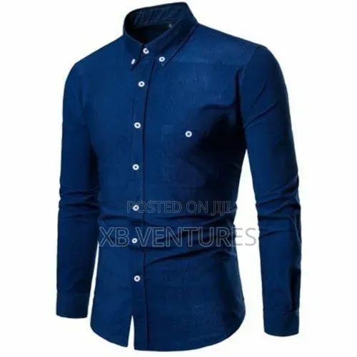 Formal Long Sleeve Vintage Casual Shirts - Blue - 1
