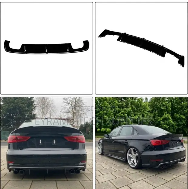 Audi A3 8V Gloss Black Rear Bumper Diffuser Lip (2013-2016) - 1