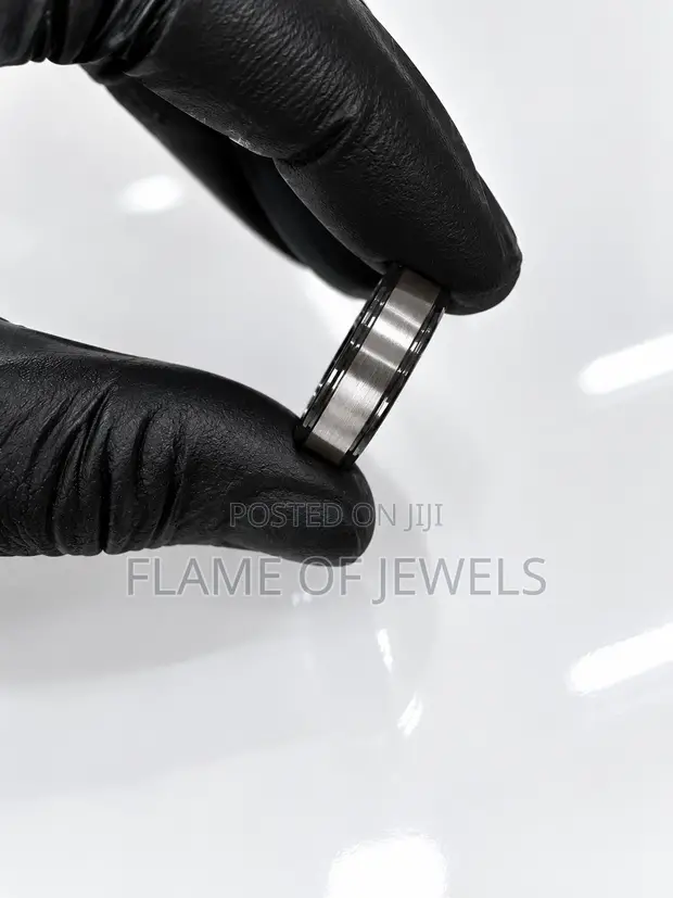 Two-Tone Black and Silver Wedding Ring - 1
