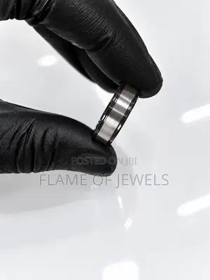 Two-Tone Black and Silver Wedding Ring