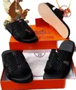 Black Embellished Hermès-Branded Slide Sandals - 2