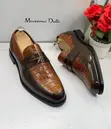 Massaro Men's Brown & Tan Crocodile-Embossed Leather Loafers - Size 40-46 - 1