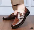 Massaro Men's Brown & Tan Crocodile-Embossed Leather Loafers - Size 40-46 - 3