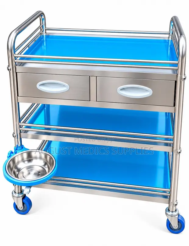 Stainless Steel Medical Trolley with Two Drawers - 1