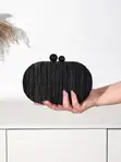 Satin Clutch with Chain Strap - 1