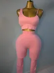 AJ Seamless Workout Set - Pink Long Leggings - 2