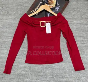 Cowl Basic Top - Off-Shoulder with Gold Buckle