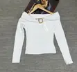Cowl Basic Top - Off-Shoulder with Gold Buckle - 2