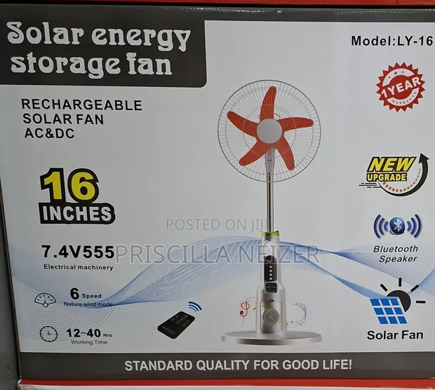 Solar and Rechargeable Fan with Bluetooth Speaker & Mosquito Repellent - 1