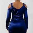 Royal Blue Satin Bodycon Mini Dress - 4
