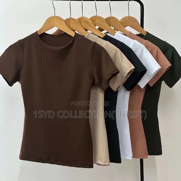 Women's Fitted Short-Sleeve Basic Tops - Multiple Colors (S/M/L) - 1