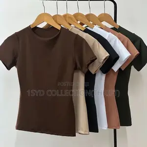 Women's Fitted Short-Sleeve Basic Tops - Multiple Colors (S/M/L)