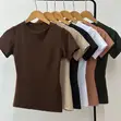 Women's Fitted Short-Sleeve Basic Tops - Multiple Colors (S/M/L) - 1