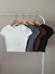 Women's Fitted Short-Sleeve Basic Tops - Multiple Colors (S/M/L) - 2