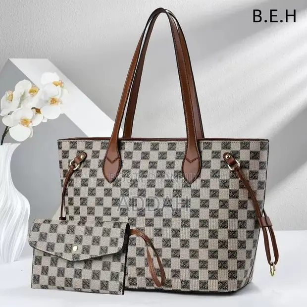 Checkered Tote Bag & Matching Purse Set - 1