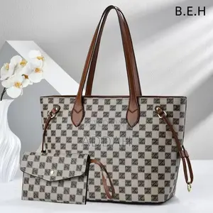 Checkered Tote Bag & Matching Purse Set
