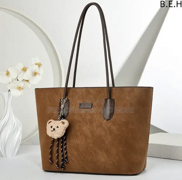 Ladies Genuine Leather Tote Bag - Brown - 1
