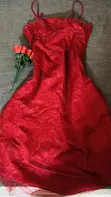 Ladies Thrift Dinner Dress - Red, Size 14 - 2