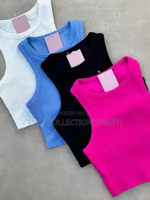 Ribbed High-Neck Tank Crop Tops - 1sydthrift