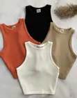 Ribbed High-Neck Tank Crop Tops - 1sydthrift - 2