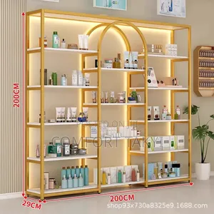 Stylish Golden Aesthetic Shelves with LED Light