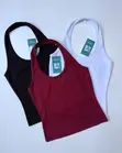 Ribbed Halter Neck Crop Tops - 1sydthrift - 1