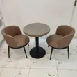 Round Pedestal Dining Table with 2 Curved Chairs - 2